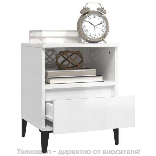 Нощни шкафчета, 2 бр, бял гланц, 40x35x50 см