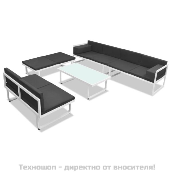 Градински комплект от 5 части, textilene, алуминий, черен