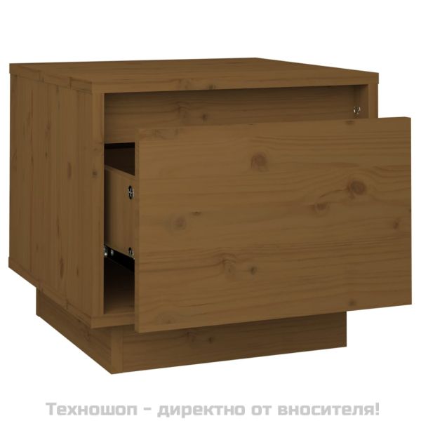 Нощни шкафчета, 2 бр, меденокафяви, 35x34x32 см, бор масив