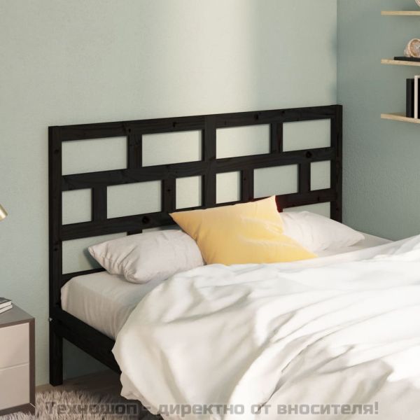 Горна табла за легло, черна, 166x4x100 см, бор масив