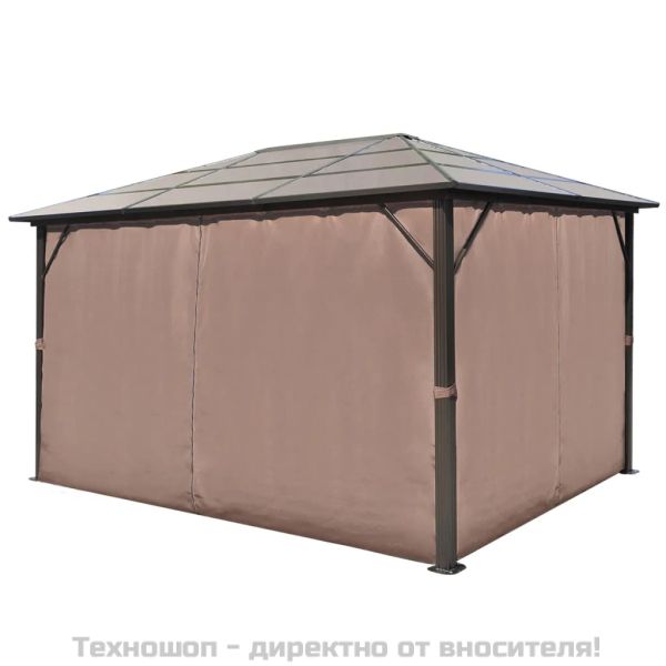 Алуминиева шатра с кафяви завеси, 400 х 300 см