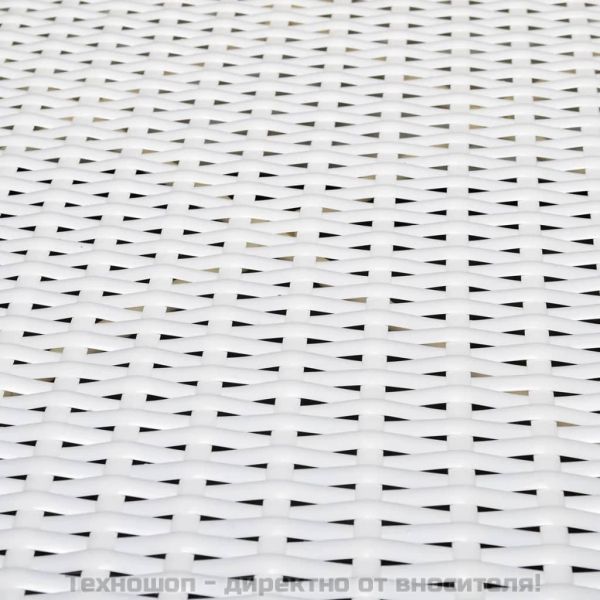 Градински комплект с възглавници, 8 части, бял полиратан