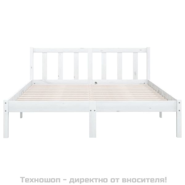 Рамка за легло, бяла, бор масив, 135x190 см, Double
