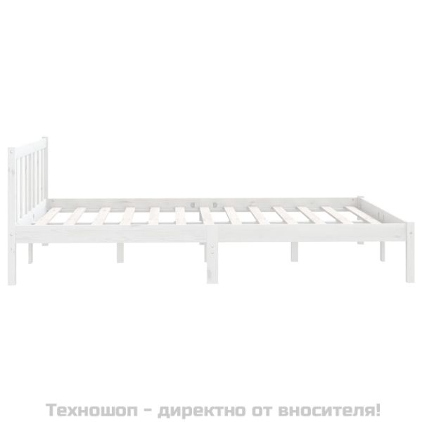 Рамка за легло, бяла, бор масив, 135x190 см, Double