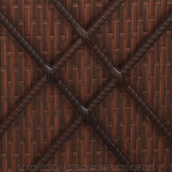 Шезлонг с шалте и маса за чай, кафяв полиратан