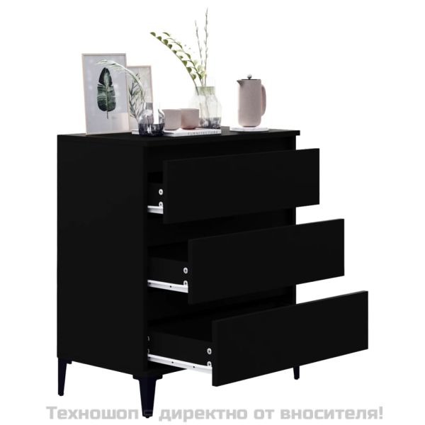 Сайдборд, черен, 60x35x70 см, инженерно дърво