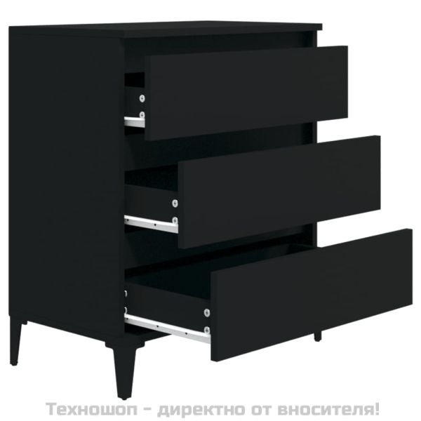 Сайдборд, черен, 60x35x70 см, инженерно дърво