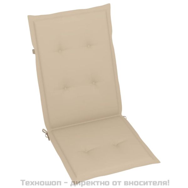 Възглавници за столове с облегалки 4 бр бежови 120x50x3 см плат