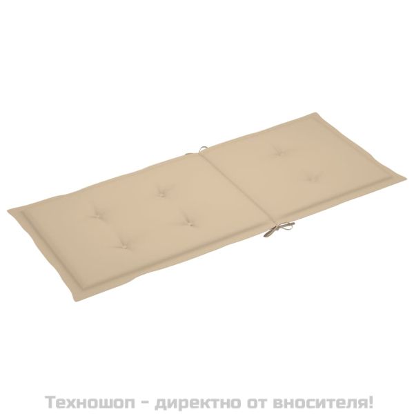 Възглавници за столове с облегалки 4 бр бежови 120x50x3 см плат