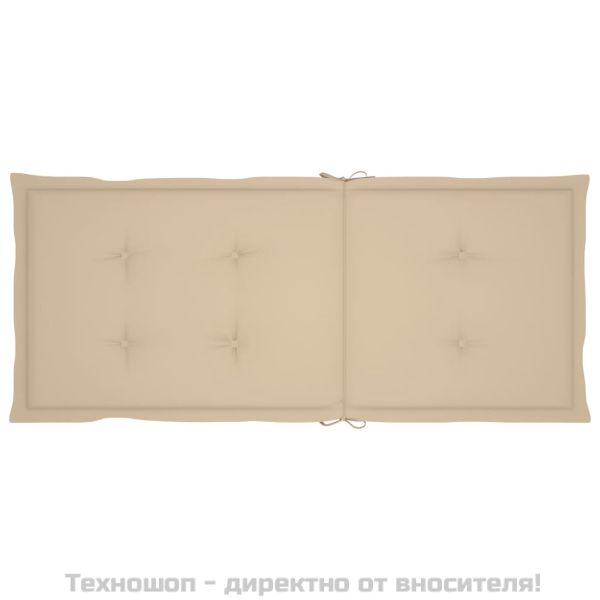 Възглавници за столове с облегалки 4 бр бежови 120x50x3 см плат