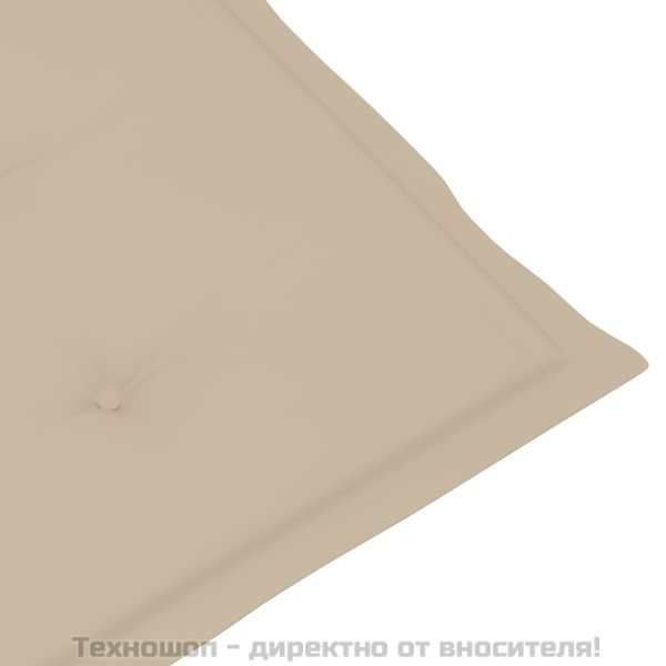 Възглавници за столове с облегалки 4 бр бежови 120x50x3 см плат