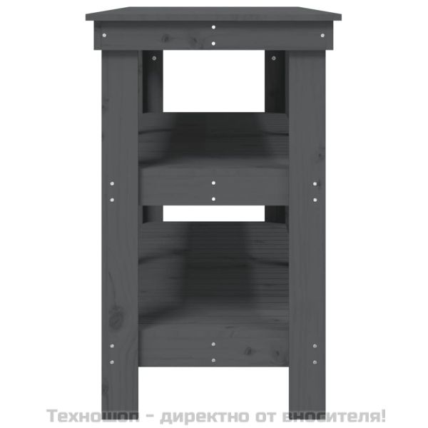 Работна маса сива 142,5x50x80 см борово дърво масив
