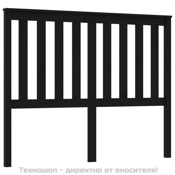 Горна табла за легло, черна, 146x6x101 см, бор масив