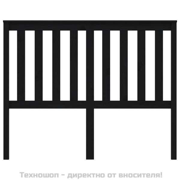 Горна табла за легло, черна, 146x6x101 см, бор масив