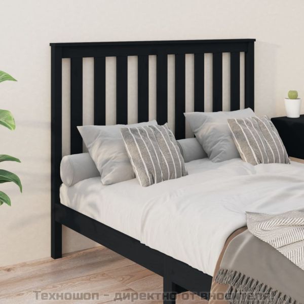 Горна табла за легло, черна, 146x6x101 см, бор масив