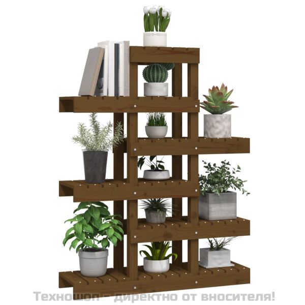 Поставка за цветя, меденокафява, 85x25x109,5 см, бор масив