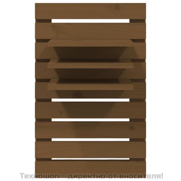 Нощни рафтове за стена, 2 бр, меденокафяви, борово дърво масив