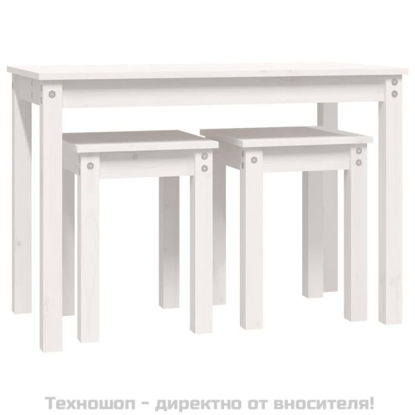 Стифиращи маси, 3 бр, бели, бор масив