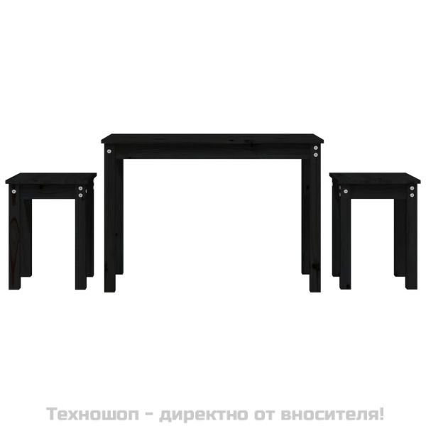 Стифиращи маси, 3 бр, черни, бор масив