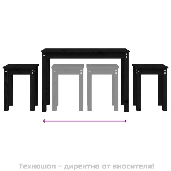 Стифиращи маси, 3 бр, черни, бор масив