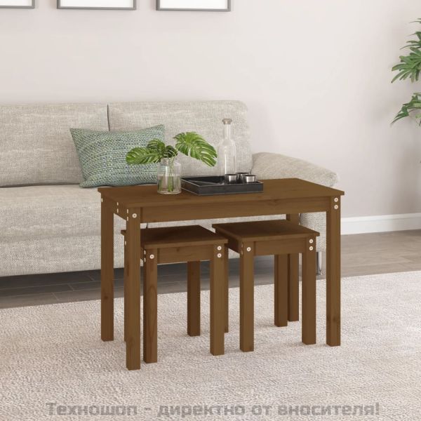 Стифиращи маси, 3 бр, меденокафяви, бор масив