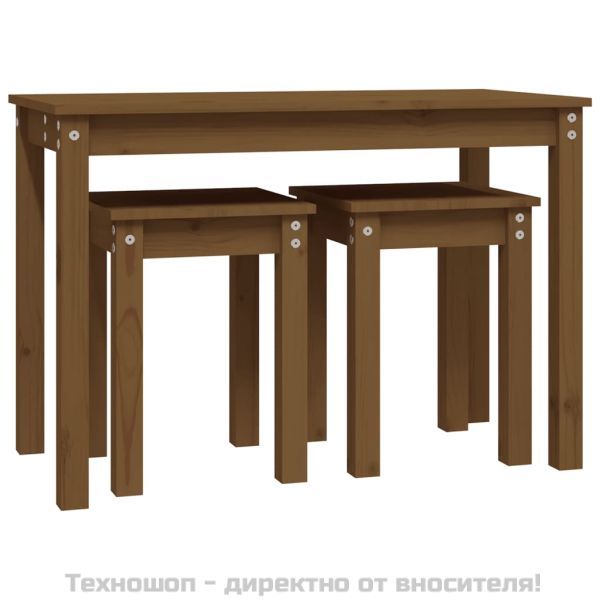 Стифиращи маси, 3 бр, меденокафяви, бор масив