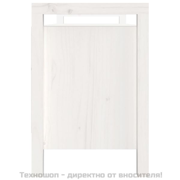 Пейка за антре, бяла, 110x40x60 см, борово дърво масив