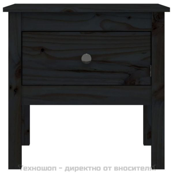 Странични масички, 2 бр, Черен, 50x50x49 см, борово дърво масив