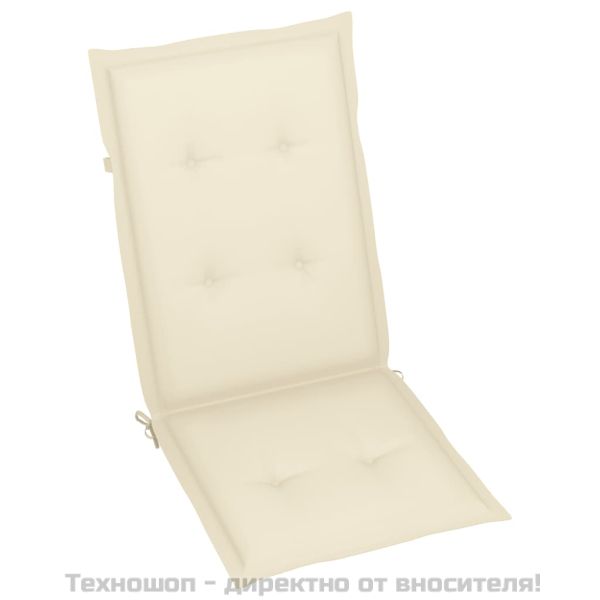 Възглавници за стол с облегалка 4 бр кремави 120x50x3 см плат