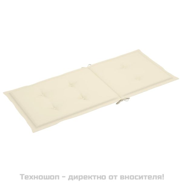 Възглавници за стол с облегалка 4 бр кремави 120x50x3 см плат