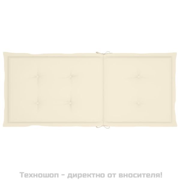 Възглавници за стол с облегалка 4 бр кремави 120x50x3 см плат