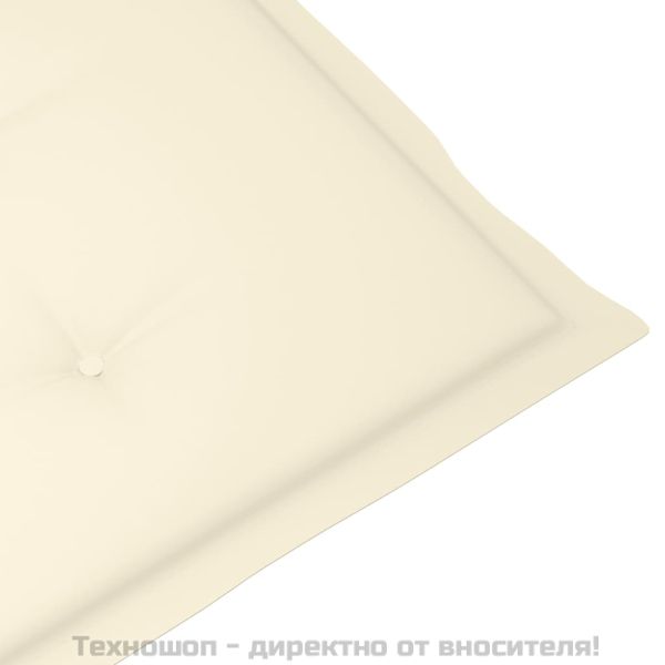 Възглавници за стол с облегалка 4 бр кремави 120x50x3 см плат