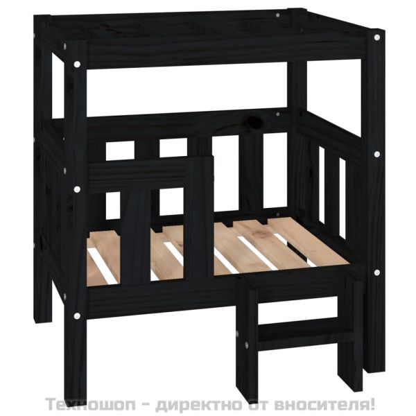 Кучешко легло, черно, 65,5x50,5x70 см, борова дървесина масив
