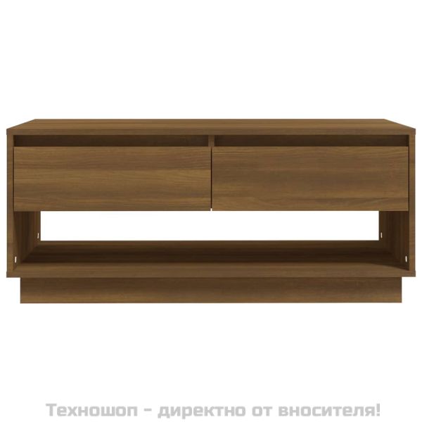 Кафе маса, кафяв дъб, 102,5x55x44 см, инженерно дърво