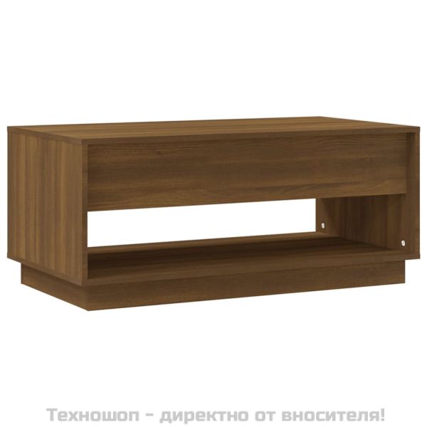 Кафе маса, кафяв дъб, 102,5x55x44 см, инженерно дърво