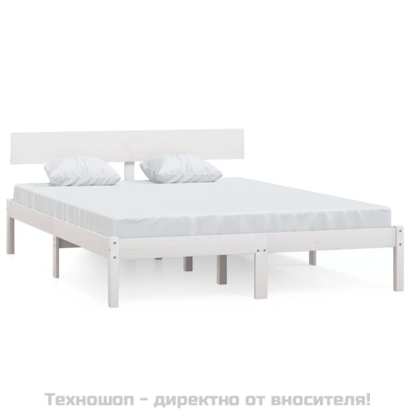 Рамка за легло, бяла, бор масив, 150x200 cм, King Size