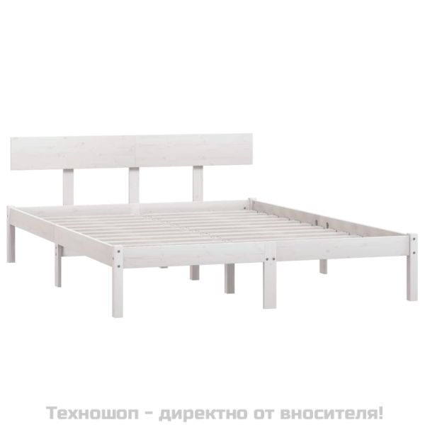 Рамка за легло, бяла, бор масив, 150x200 cм, King Size