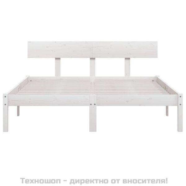Рамка за легло, бяла, бор масив, 150x200 cм, King Size
