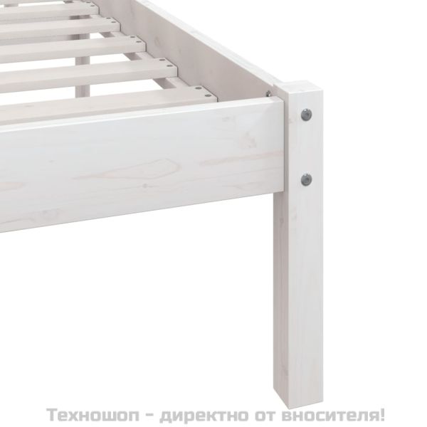 Рамка за легло, бяла, бор масив, 150x200 cм, King Size