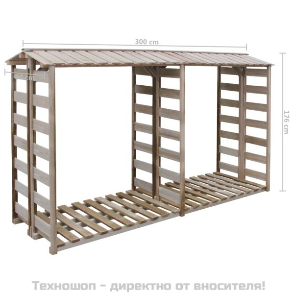 Навес за дърва за огрев, 300x90x176 cм, импрегниран бор