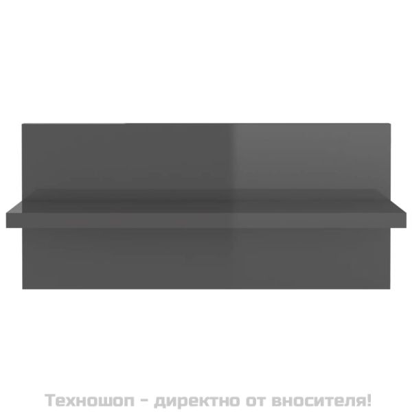 Стенни рафтове, 4 бр, сив гланц, 40x11,5x18 см