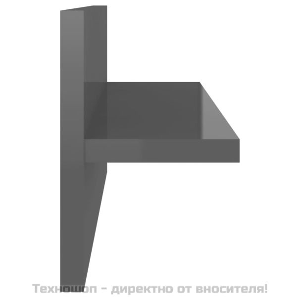 Стенни рафтове, 4 бр, сив гланц, 40x11,5x18 см