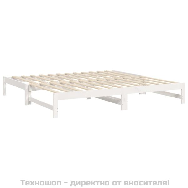 Разтегателно дневно легло, бяло, 2x(100x200) см, бор масив