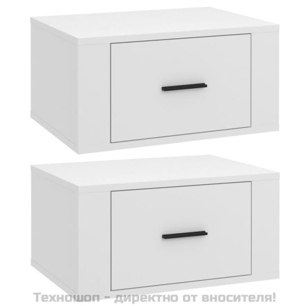 Нощни шкафчета за стенен монтаж, 2 бр, бели, 50x36x25 см