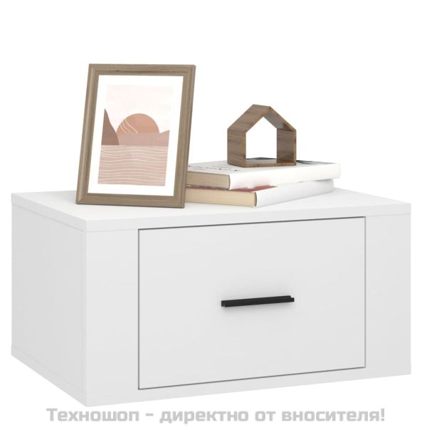 Нощни шкафчета за стенен монтаж, 2 бр, бели, 50x36x25 см
