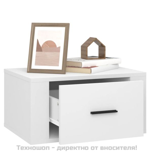 Нощни шкафчета за стенен монтаж, 2 бр, бели, 50x36x25 см
