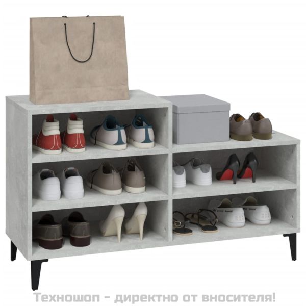 Шкаф за обувки, бетонно сив, 102x36x60 см, инженерно дърво
