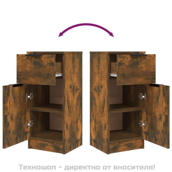 Сайдборди, 2 бр, опушен дъб, 30x30x70 см, инженерно дърво