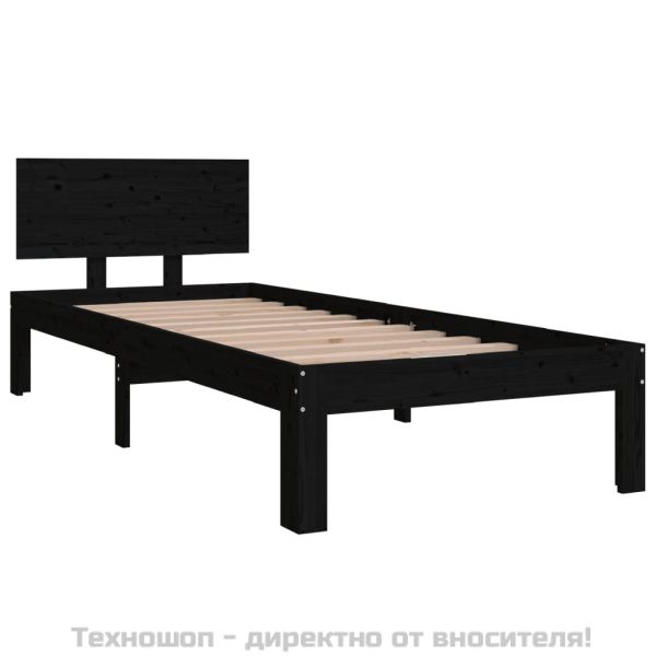 Рамка за легло черна масивно дърво 75x190 см Small Single