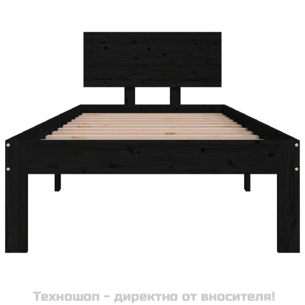 Рамка за легло черна масивно дърво 75x190 см Small Single